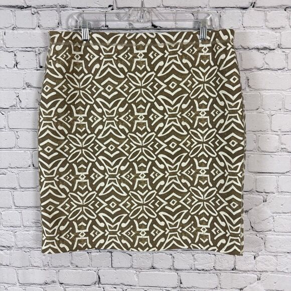 J McLaughlin Halle Reversible Skirt Navy Khaki Hilltop Nile Women Size XL - Picture 4 of 12